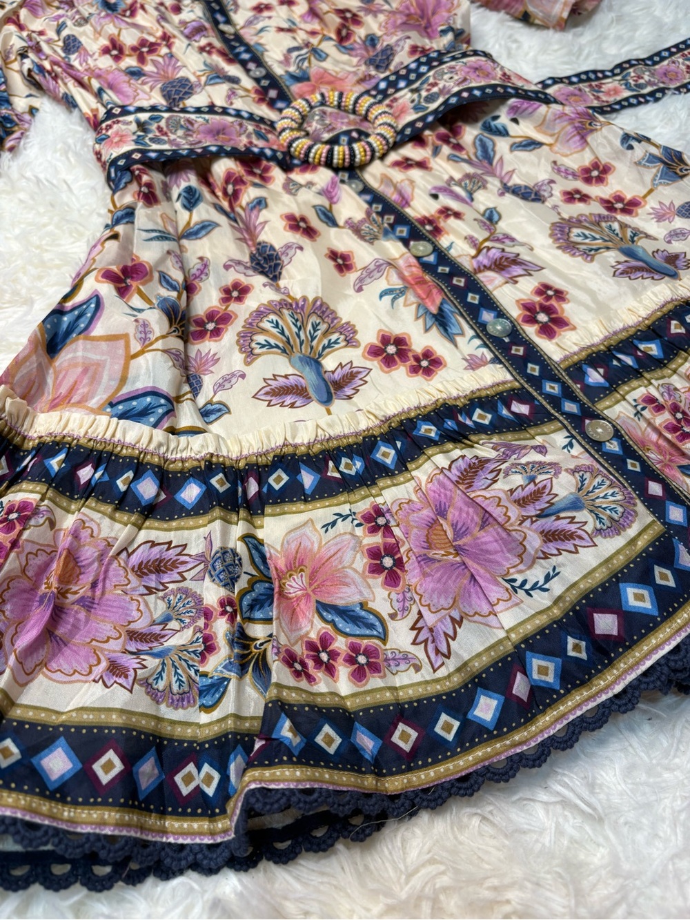 Farm Rio Superbloom Tapestry Cream Puff Sleeves Mini Dress NWT size small - Picture 5 of 10